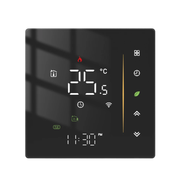 Szobai hőmérséklet-érzékelő 88 x 88 mm Zigbee víz alapú padlófűtéshez Okosotthon Programozható heti üzemmód Alkalmazás fekete