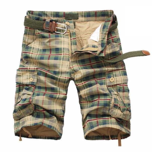 Szorty męskie w kratę A2482 khaki 40