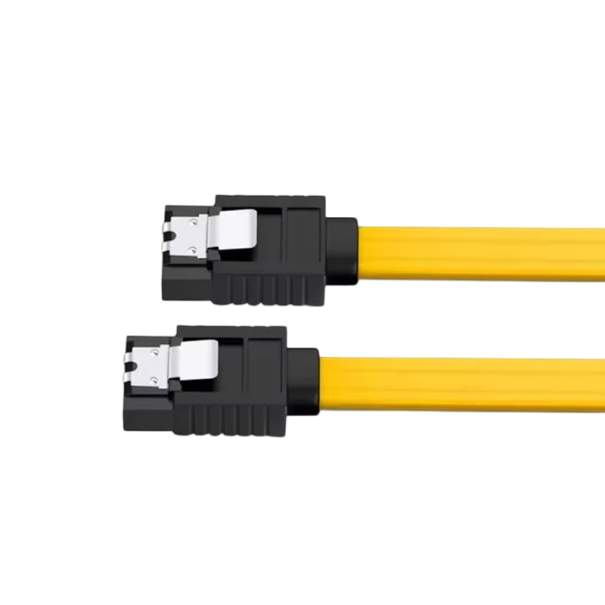 Szybki kabel danych SATA 3.0 do dysków twardych 39 cm Prędkość przesyłu do 6 Gb/s Połączenie z pamięcią masową Wewnętrzny kabel do komputera żółty