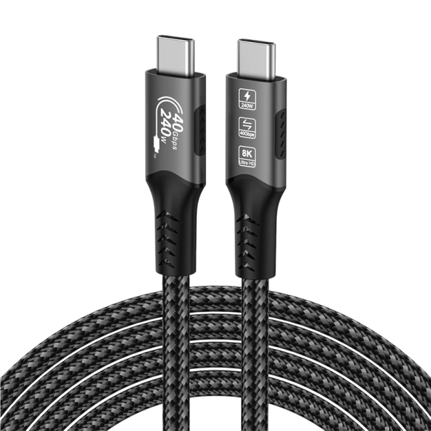 Szybki kabel do ładowania Dual USB C 240 W, 50 cm, krótki kabel do transmisji danych 3.1 PD 48 V 5 A, zapewniający niezwykle szybkie ładowanie 1