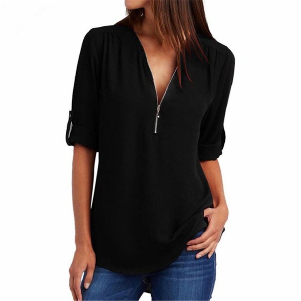 T-shirt à zip pour femmes noir L