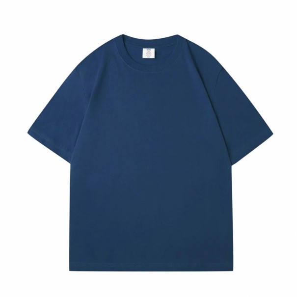 T-shirt casual a maniche corte Taglio oversize Design semplice Materiale in cotone morbido T-shirt comoda per l'uso quotidiano blu scuro M