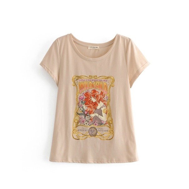 T-shirt da donna con stampa B378 beige XS