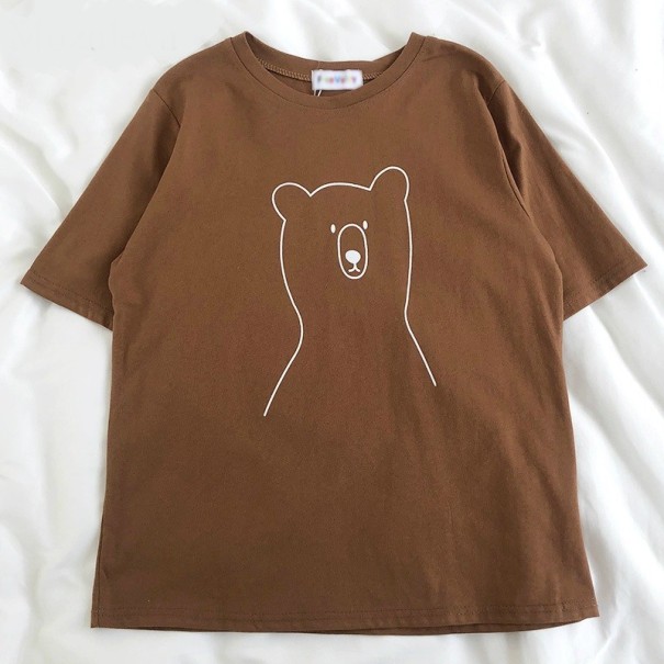 T-shirt dam med björntryck brun