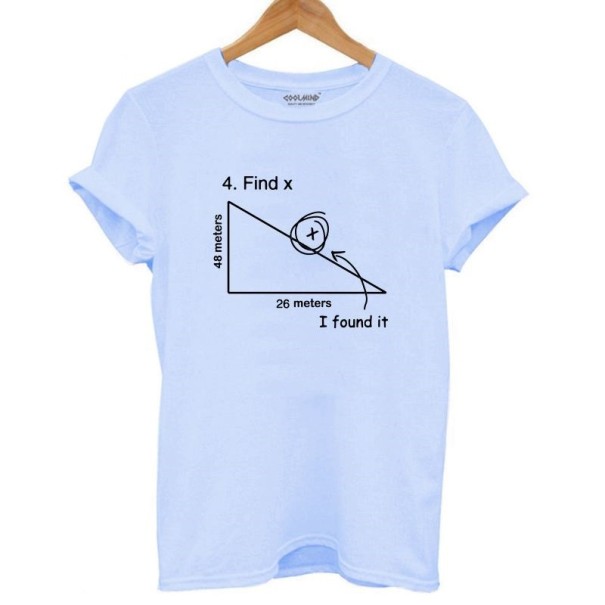 T-shirt dam med geometriskt motiv ljusblå S