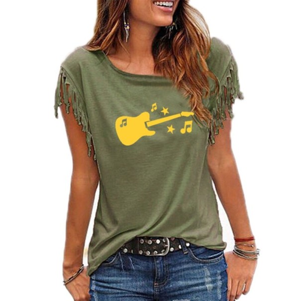 T-shirt dam med gitarrtryck L 10