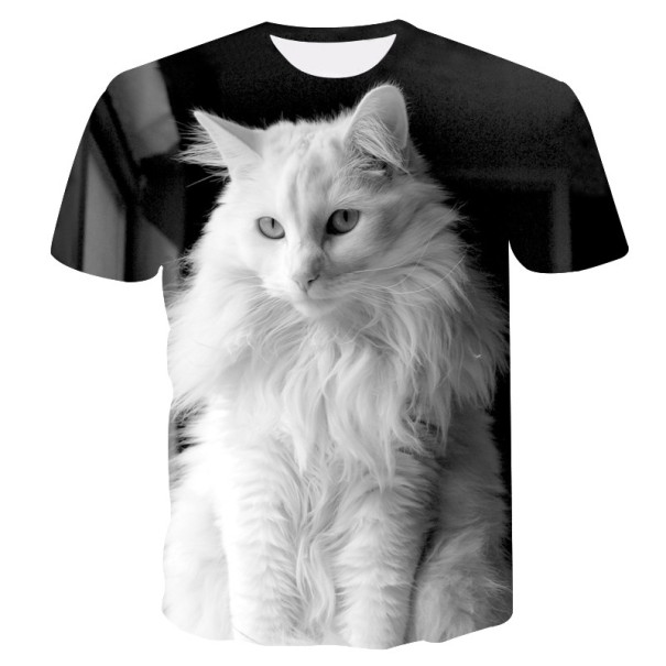 T-shirt dam med katttryck M 21