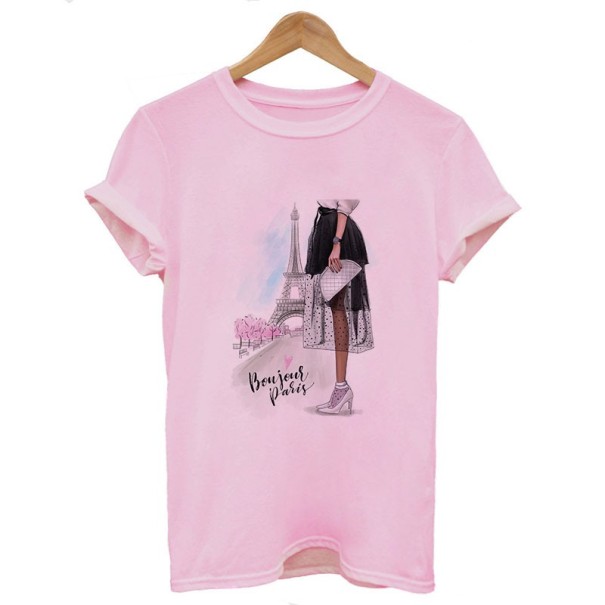 T-shirt dam med Paris-motiv L 14