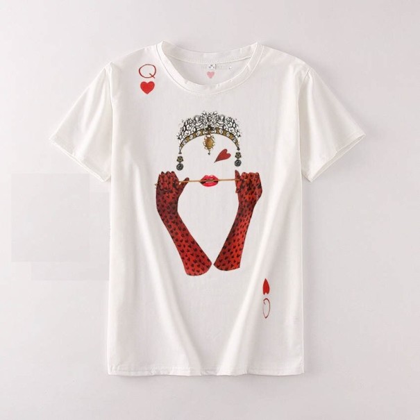 T-shirt dam med queen-tryck