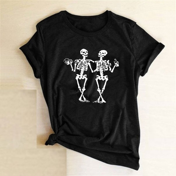T-shirt dam med skeletttryck L 12