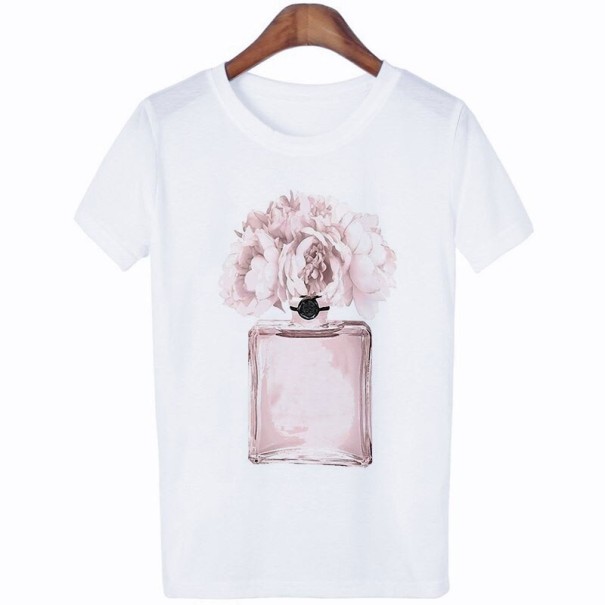 T-shirt dam med tryck A145 vit M