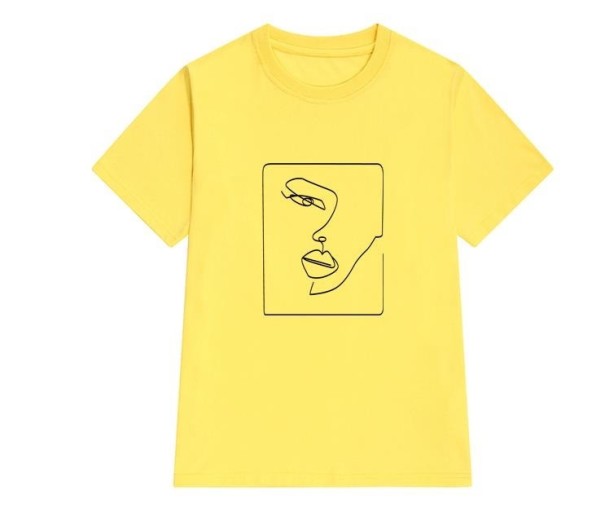 T-shirt dam med tryck A71 gul XXL