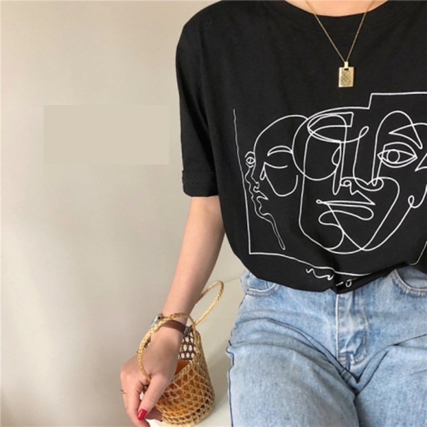 T-shirt dam med tryck A785 svart