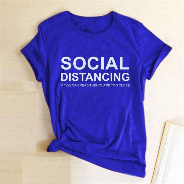 T-shirt dam med tryck B221 blå L