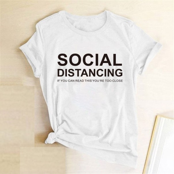 T-shirt dam med tryck B221 vit M