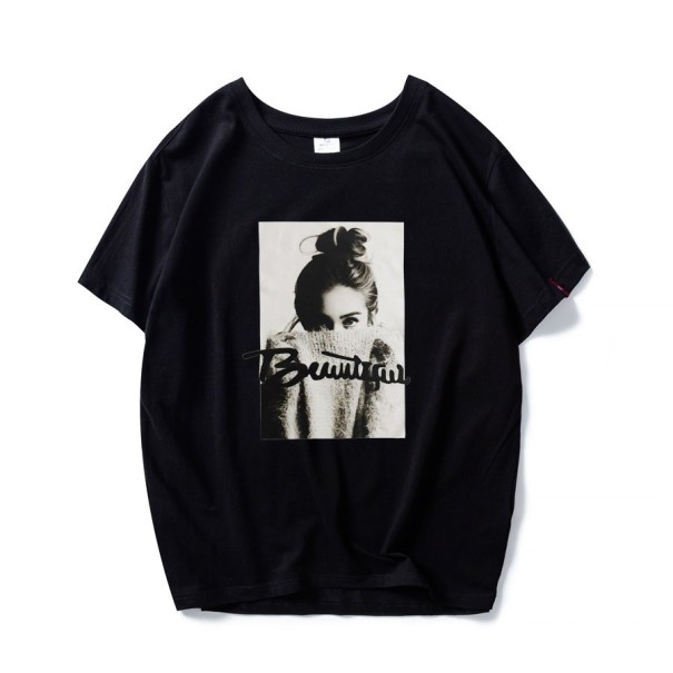 T-shirt dam med tryck B248 svart S