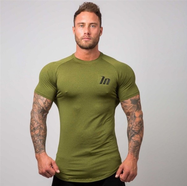 T-shirt de compression pour hommes F1774 vert armée XS