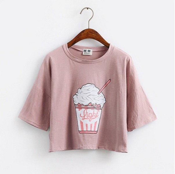T-shirt donna stilosa con gelato J1782 rosa