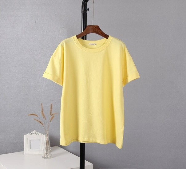 T-shirt en coton pour femmes B895 jaune S