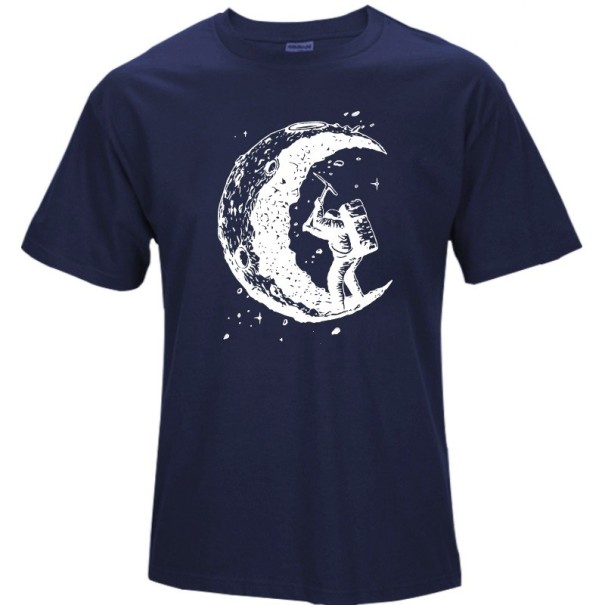 T-shirt estiloso para homem com lua J3242 azul escuro L