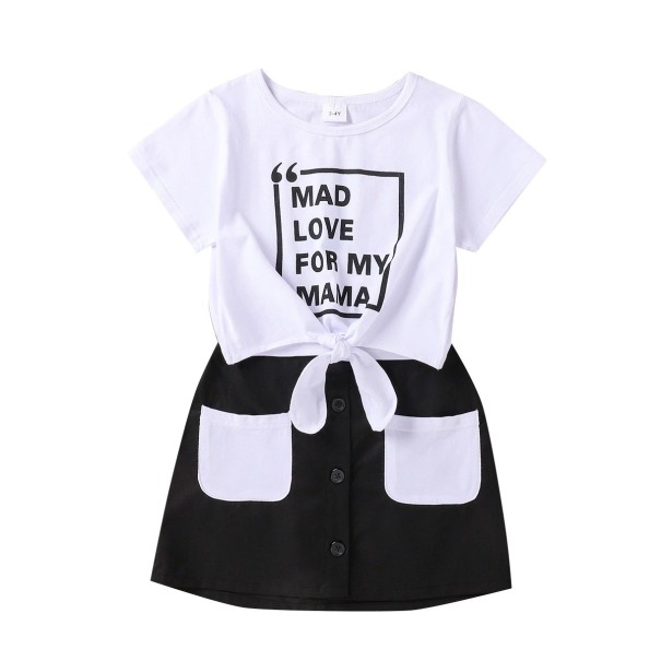 T-shirt et jupe pour filles L1456 noir 3