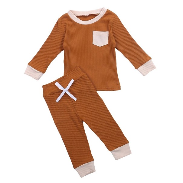 T-shirt et pantalon pour enfants L1484 marron 12-18 mois
