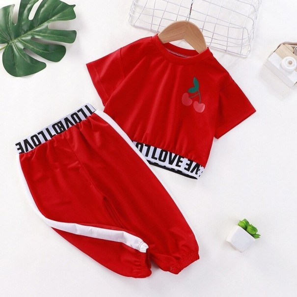 T-shirt et pantalon pour fille L1188 rouge 5