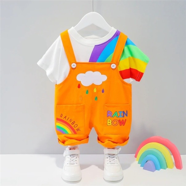 T-shirt et pantalon pour garçon avec arc-en-ciel L1718 orange 3