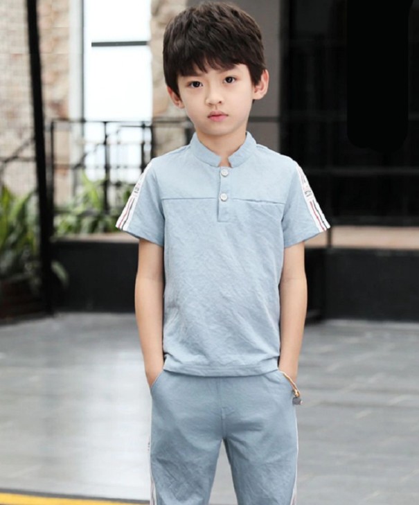 T-shirt et pantalon pour garçon L1617 bleu clair 11