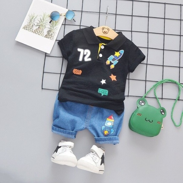 T-shirt et short pour enfants L1108 noir 3
