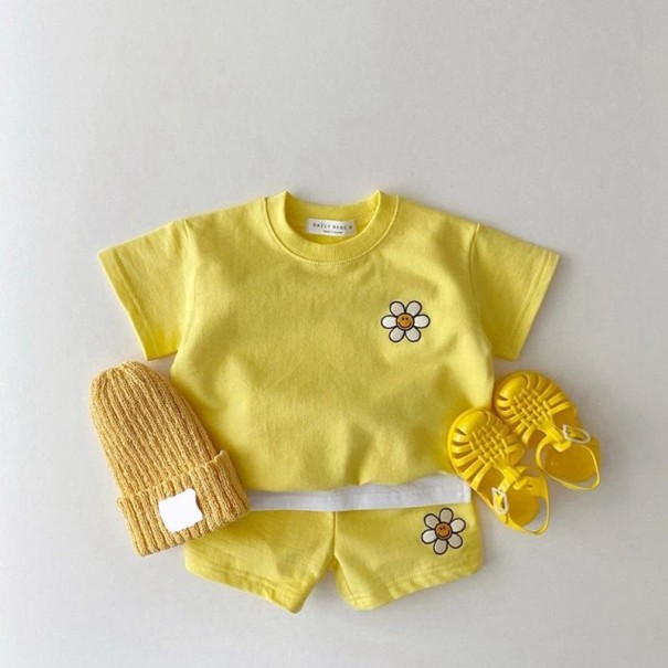 T-shirt et short pour fille L1418 jaune 5