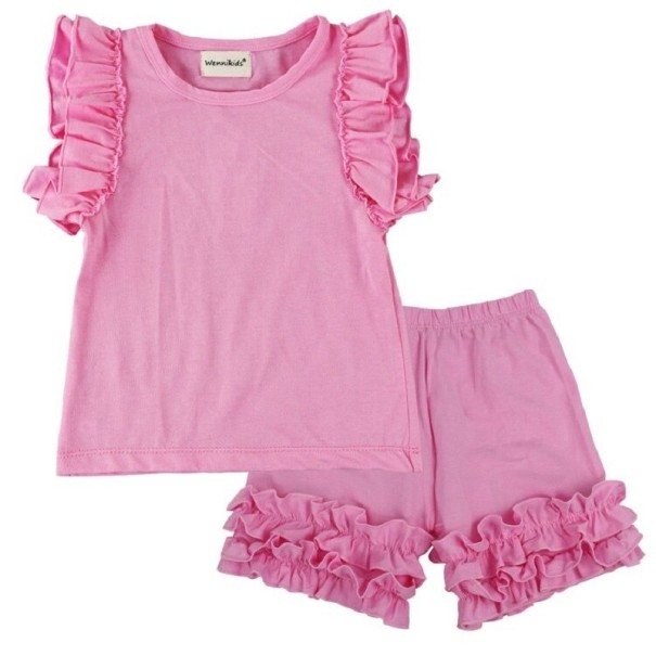 T-shirt et short pour fille L1445 rose 3