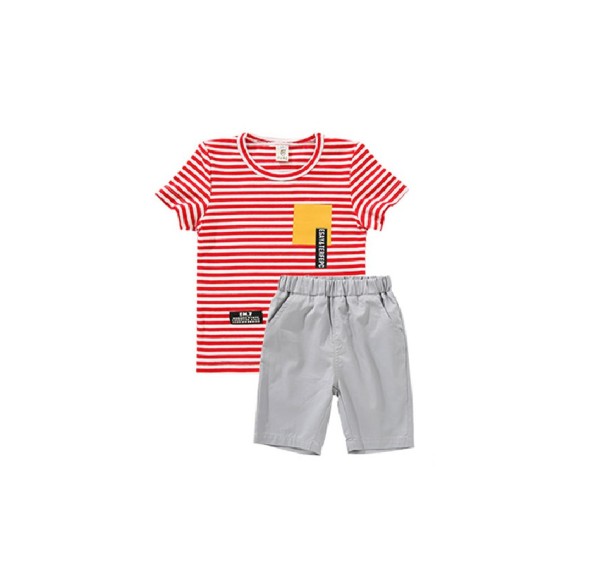 T-shirt et shorts pour garçons L1721 rouge 4