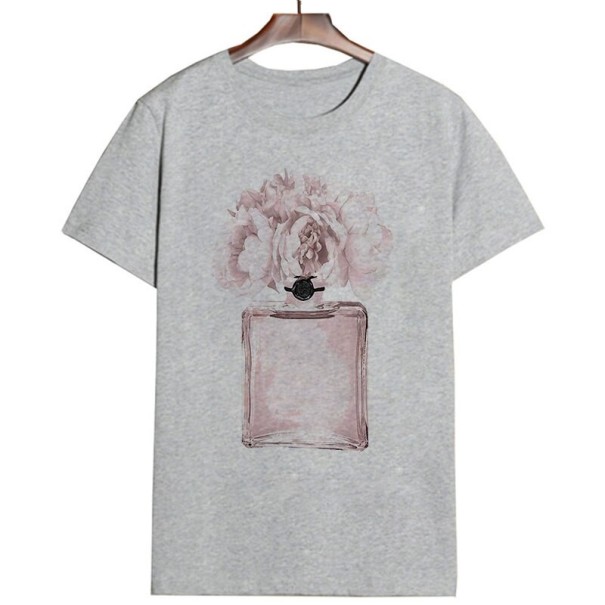 T-shirt feminina com estampado A145 cinzento XS