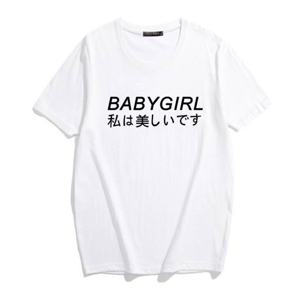T-shirt feminina com estampado babygirl branco L