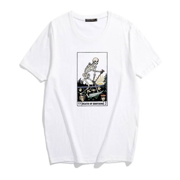 T-shirt feminina com estampado de esqueleto branco L