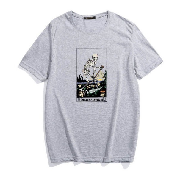 T-shirt feminina com estampado de esqueleto cinzento M