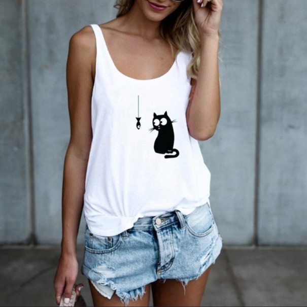 T-shirt feminina com gato S 4