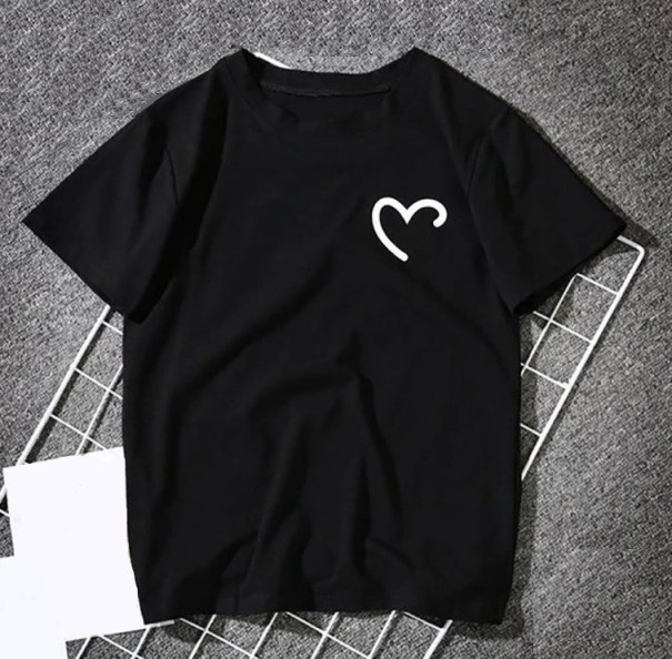 T-shirt femme avec cœur A791 noir XL