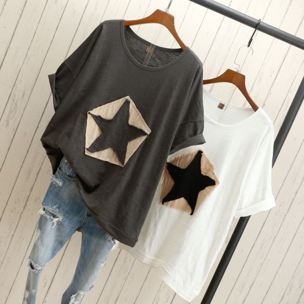 T-shirt femme avec étoile A1307 gris