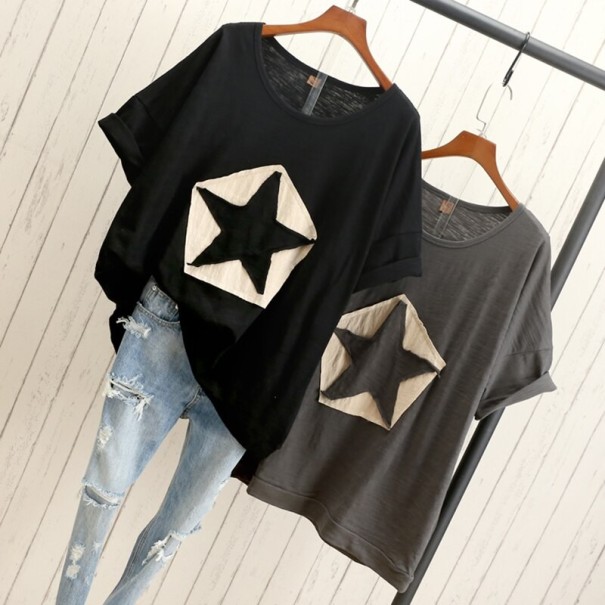 T-shirt femme avec étoile A1307 noir