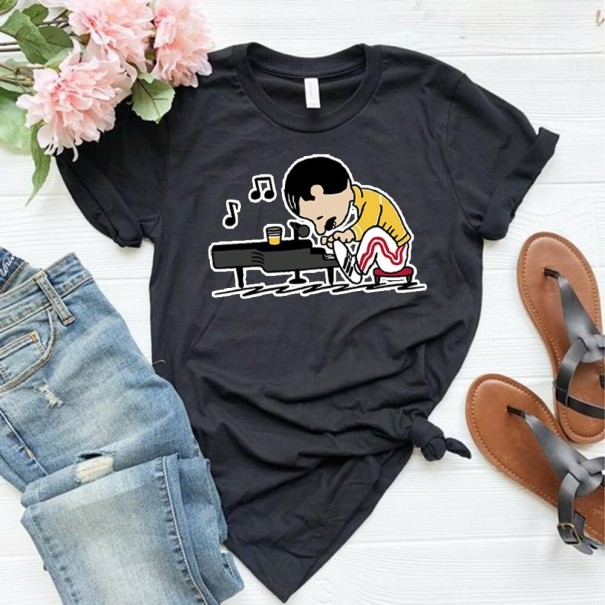 T-shirt femme avec impression de piano noir S