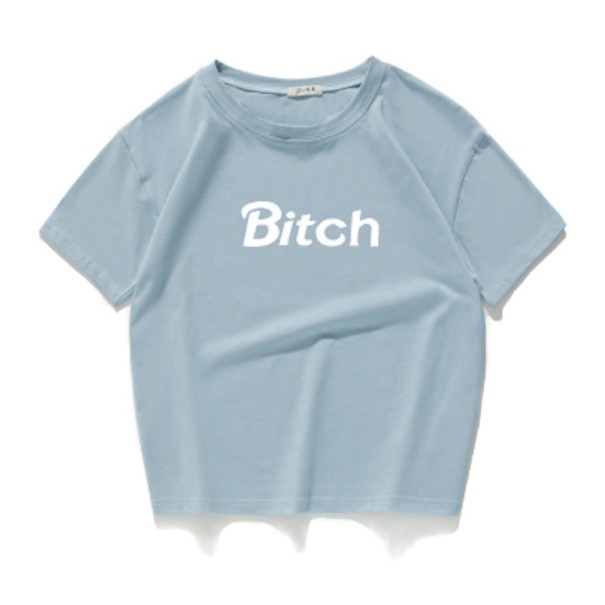 T-shirt femme avec impression humoristique B224 bleu