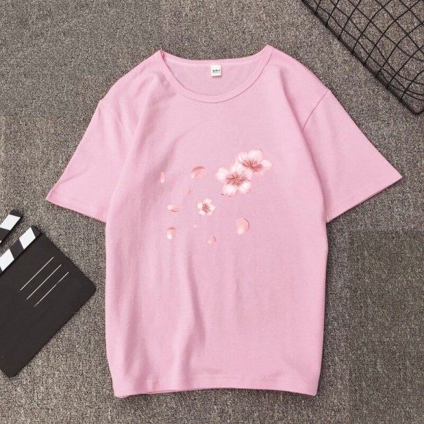T-shirt femme avec imprimé floral A1303 rose M
