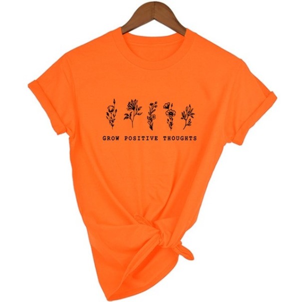 T-shirt för kvinnor med blommor orange XS