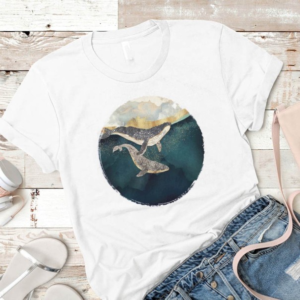 T-shirt för kvinnor med naturtryck XXS 1