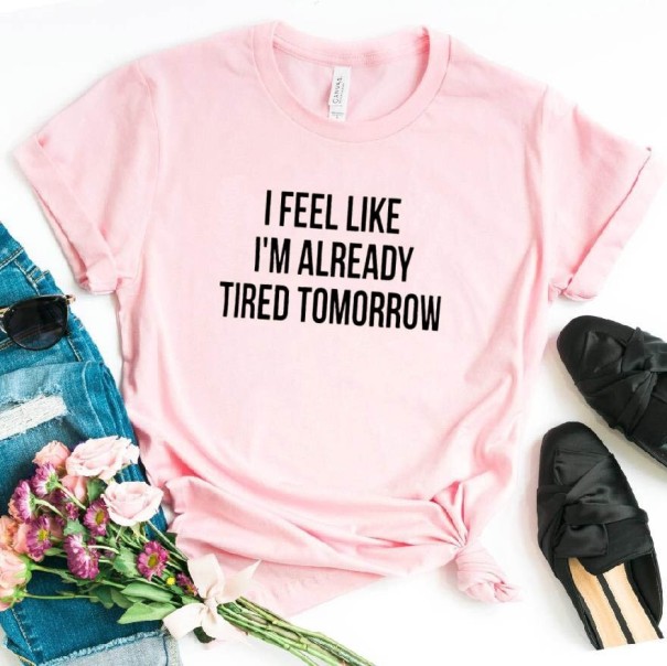 T-shirt för kvinnor med rolig inskription B109 rosa S