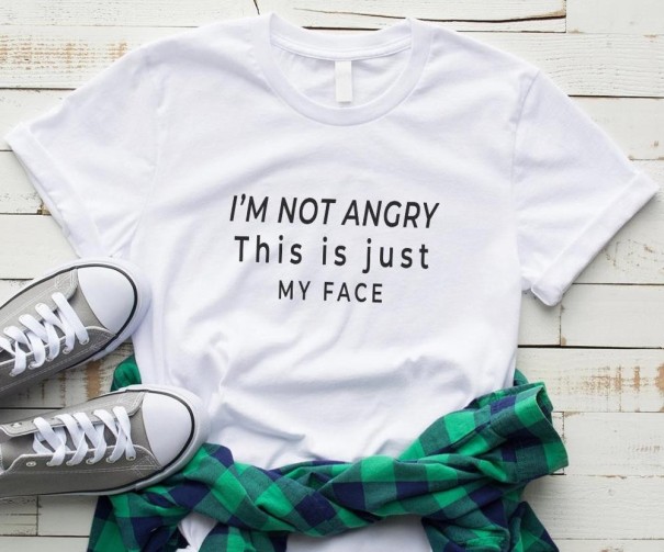 T-shirt för kvinnor med rolig inskription B79 vit M