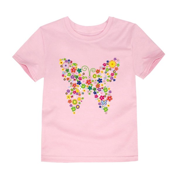 T-shirt för tjejer med Butterfly J3290 ljusrosa 13