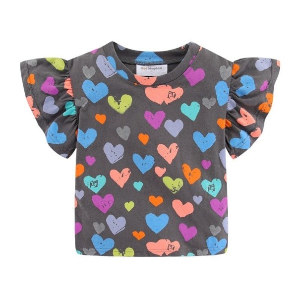T-shirt för tjejer med hjärtan T2527 mörkgrå 4